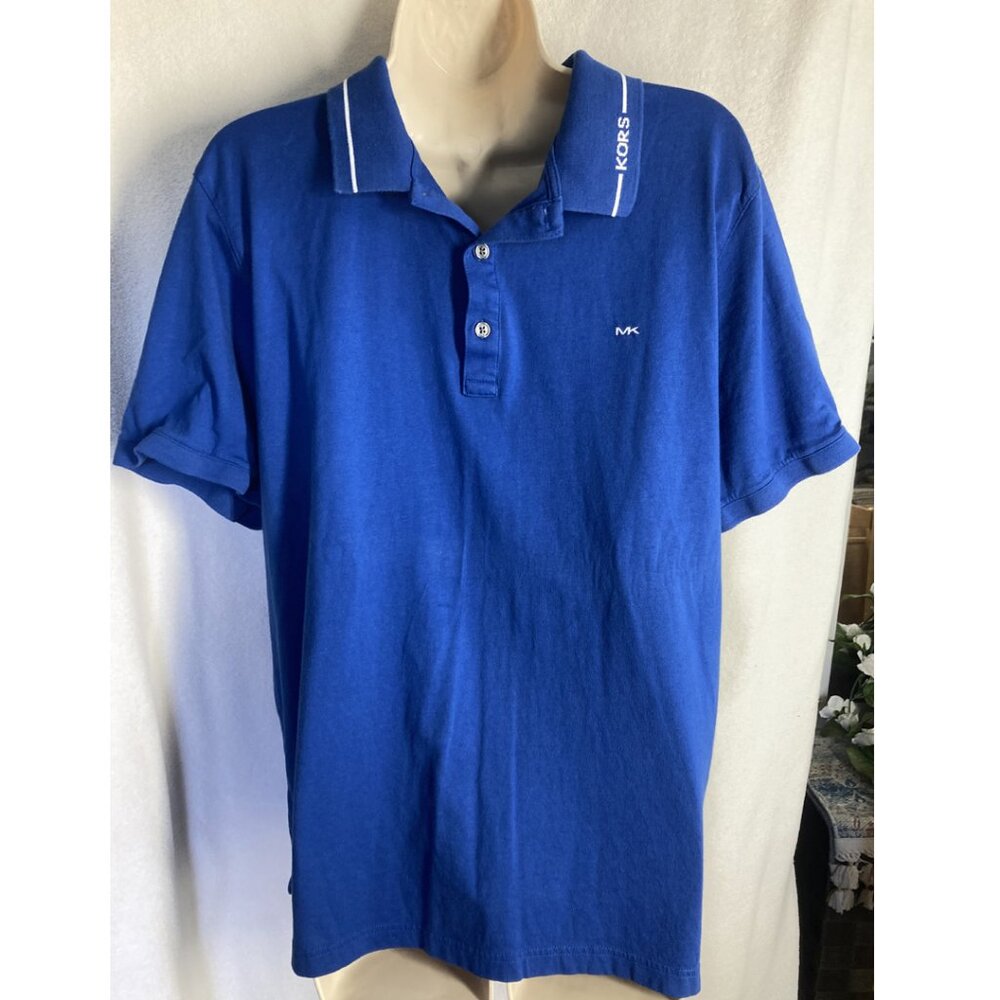 Mens Michael Kors Blue 3 Button Logo Polo Shirt XL